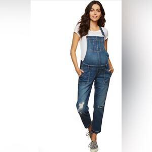 Indigo Blue Distressed Denim Overalls